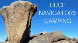 standing rock against blue sky | "UUCP NAVIGATORS CAMPING"