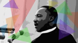A vector image of Martin Luther King giving a speech