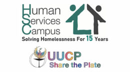 The HSC Logo floating over the UUCP Share the Plate Logo on a white background