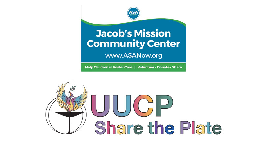 The Jacob Mission Community Center logo over the Share the Plate logo on a white background