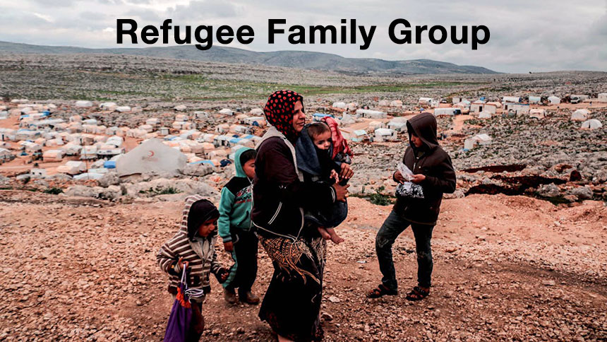 A family of refugees in the hills.